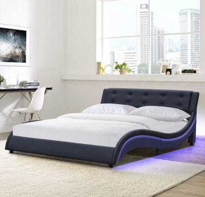 Giường bọc da giả da cỡ Queen Màu đen / trắng / nâu với đèn LED