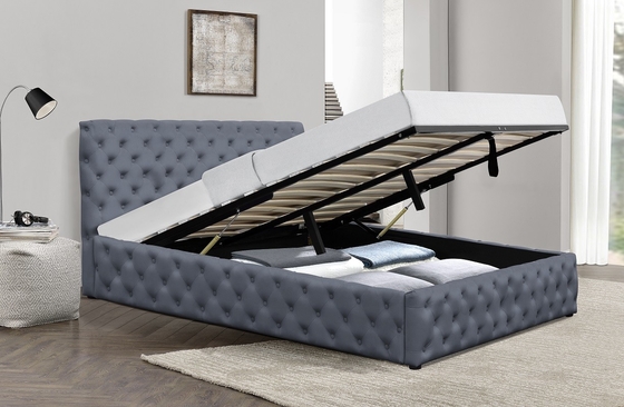 Nền tảng OEM ODM Giường đôi được bọc nệm có bộ lưu trữ