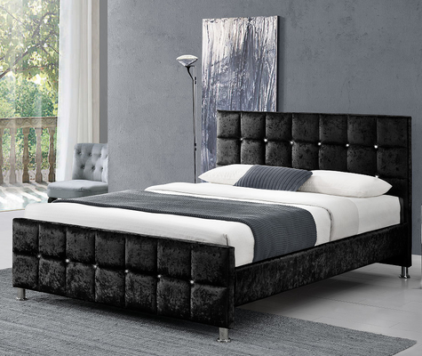 Ván ép bọc vải giường với hình khối đầu giường / chân