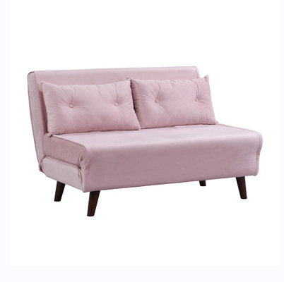 Tri có thể gập lại được bọc nệm Trundle giường ban ngày 2 chỗ ngồi Ghế sofa màu hồng nhung màu hồng