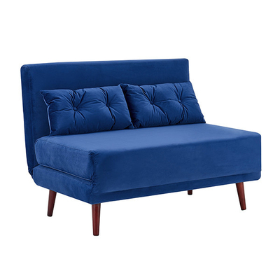 Tri có thể gập lại màu xanh nhung bọc nệm giường ban ngày 2 chỗ ngồi kéo ra sofa giường