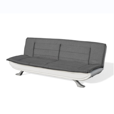 Vải than màu trắng giả da chần gòn Giường sofa 3 chỗ với chân Chrome