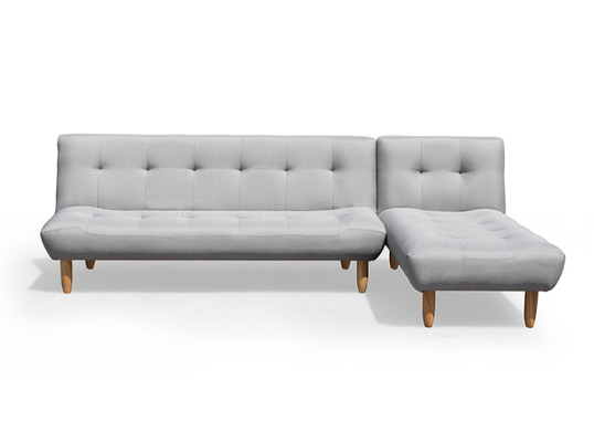 Giường Sofa Futon Gấp Hình Chữ L Màu Xám Đậm Polyester Bọc Hiện Đại Có Thể Chuyển Đổi