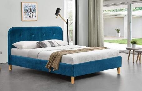 Khung giường bọc vải màu xanh rực rỡ với đầu giường Các nhà sản xuất giường bán buôn