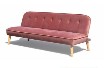 Giường sofa gấp nhung màu hồng bụi hiện đại có chân gỗ cho gia đình/căn hộ/văn phòng