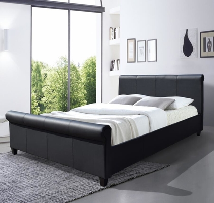 Phong cách đa năng Khung giường đệm King Size Đen Da giả Băng xe trượt tuyết Băng chân