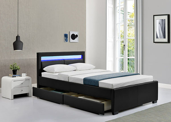 Khung giường bọc nệm có ngăn kéo đựng đồ Đèn LED đầu giường