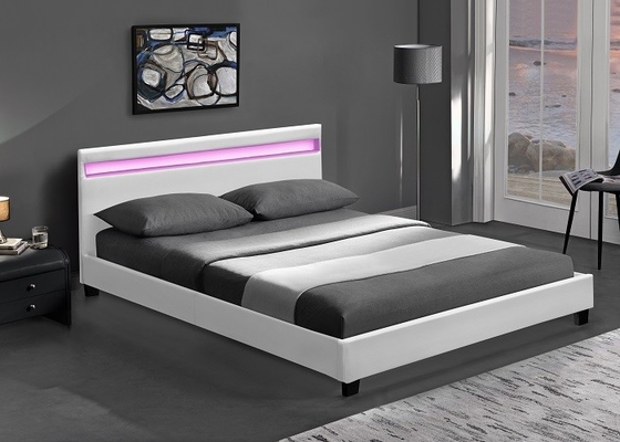 Giường cỡ Queen bọc da giả sang trọng có đèn Led Chứng nhận EN1725 BSCI