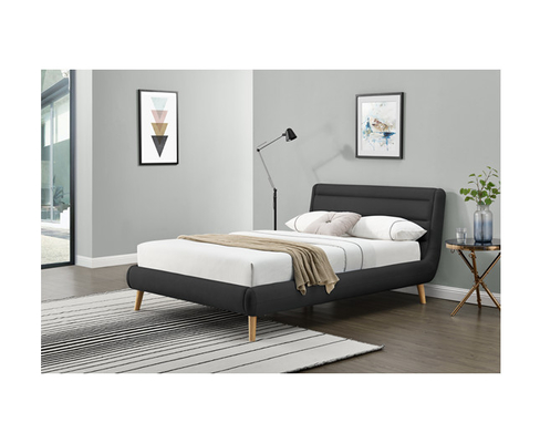 FSC OEM Vải lanh màu đen bọc nệm giường cỡ queen