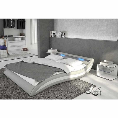 Khung giường bằng da giả kích thước đơn với đầu giường Led Ottoman lớn