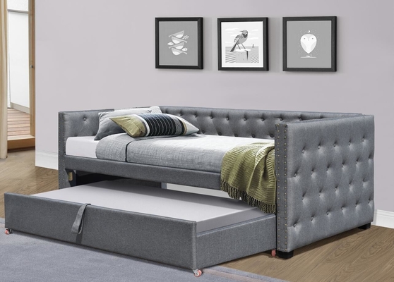 Kích thước đầy đủ bằng nhung bọc nệm Giường ban ngày Kéo ra Giường Trundle Đơn Chesterfield Xám Sang trọng