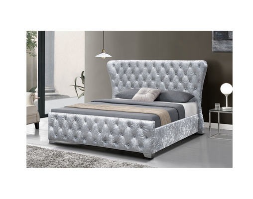 Khung giường nội thất cho gia đình bằng nhung nghiền nát có các nút
