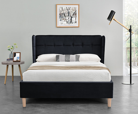 Toàn bộ giường ngủ nhung đen Khung chân nhựa OAK