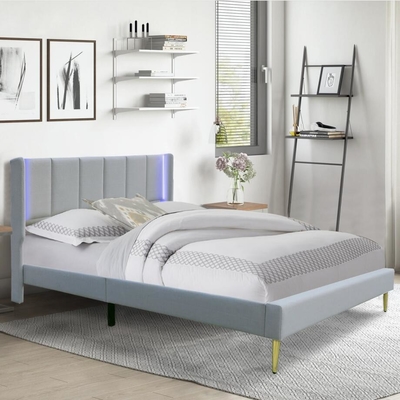 Kích thước giường cỡ Queen được bọc nệm Khung giường Chất liệu ván ép OEM ODM Tùy chỉnh