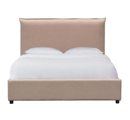 King Size Giường bọc nệm Khung ván ép Chất liệu vải bọt xốp Đầu giường cao thoải mái