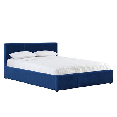 Giường lưu trữ ga nâng bằng nhung bọc nhung màu xanh Chất liệu ván ép cỡ King
