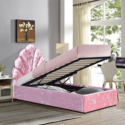 Giường cỡ Queen bọc nệm màu hồng Khí nâng lên Nền tảng lưu trữ Khung giường
