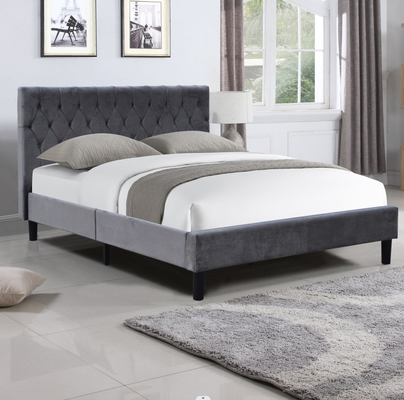 Kích thước giường đôi được bọc nệm Khung giường có nút nâng Đầu giường Ván ép Chất liệu vải bọt