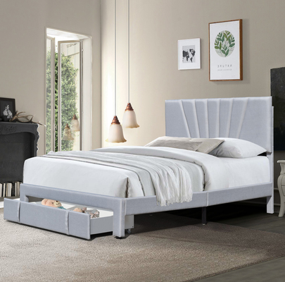 Kích thước đầy đủ Giường lưu trữ bọc nệm Vải da tiện dụng với ngăn kéo