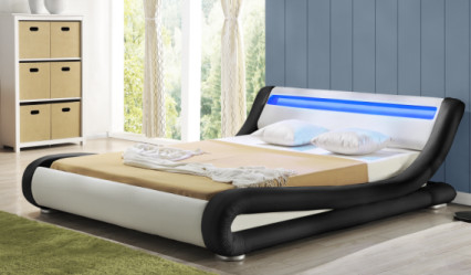Khung giường bọc nệm LED cỡ Queen 4ft Vải PU Phong cách hiện đại thoải mái