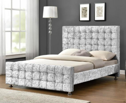 OEM bọc nệm màu xám cỡ King Giường Crush Khung giường bằng vải nhung Giấy chứng nhận EMC