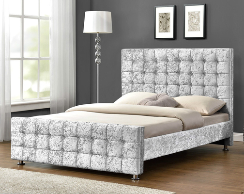 Ván ép bọc vải giường với hình khối đầu giường / chân