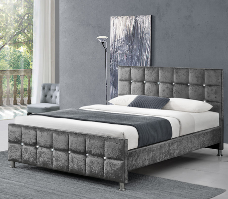 Ván ép bọc vải giường với hình khối đầu giường / chân