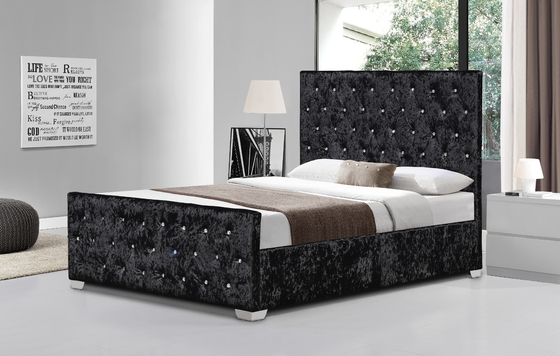 Màu đỏ rượu vang đỏ Khung giường bằng vải nhung