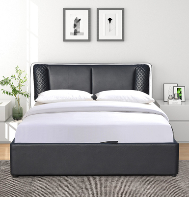 Khung giường bằng gỗ PU màu đen cổ điển SUNNY có nâng lên lưu trữ