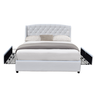 Giường đôi bằng gỗ MDF cỡ Queen hiện đại với hộp lưu trữ 4 ngăn kéo