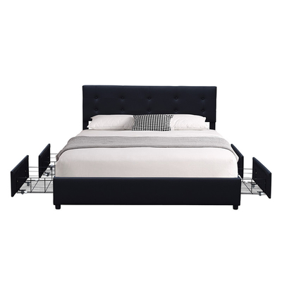 Khung đầu giường bằng gỗ bọc nệm California King Size được bọc nệm với bốn ngăn kéo lưu trữ