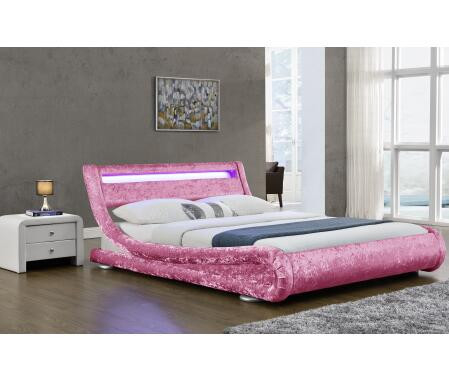 Giường bọc vải nhung giả da bị nguyền rủa với đèn LED đầu giường