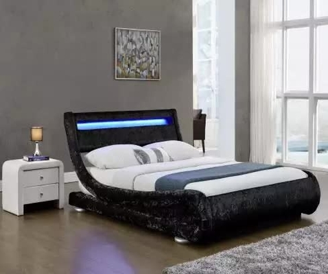 Giường bọc vải nhung giả da bị nguyền rủa với đèn LED đầu giường