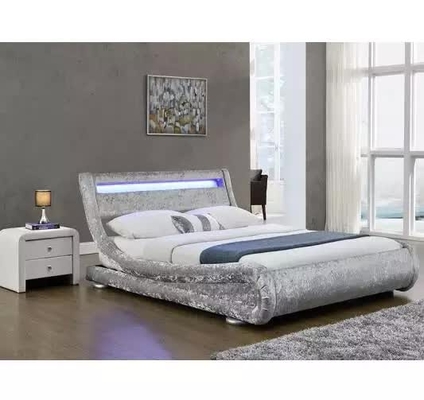 Giường bọc vải nhung giả da bị nguyền rủa với đèn LED đầu giường