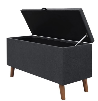 Kho lưu trữ vải màu xám đậm Ottoman Ghế lưu trữ có thể gập lại được