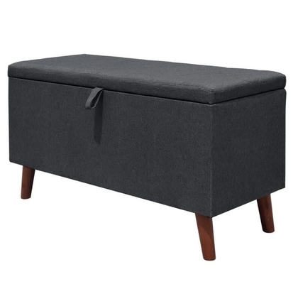 Kho lưu trữ vải màu xám đậm Ottoman Ghế lưu trữ có thể gập lại được