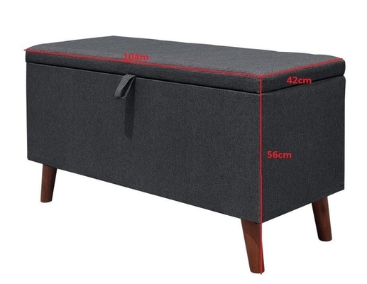 Kho lưu trữ vải màu xám đậm Ottoman Ghế lưu trữ có thể gập lại được