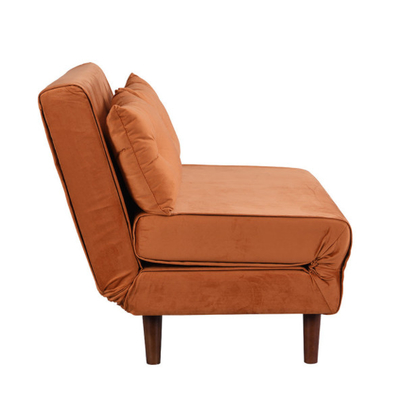 Giường sofa gấp đôi nhỏ 2 chỗ ngồi Giường sofa màu cam bọc nhung màu cam