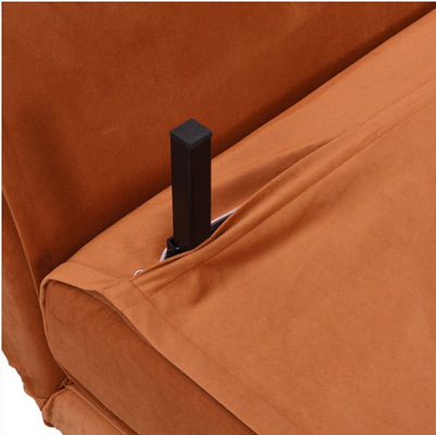 Giường sofa gấp đôi nhỏ 2 chỗ ngồi Giường sofa màu cam bọc nhung màu cam