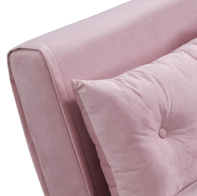 Tri có thể gập lại được bọc nệm Trundle giường ban ngày 2 chỗ ngồi Ghế sofa màu hồng nhung màu hồng