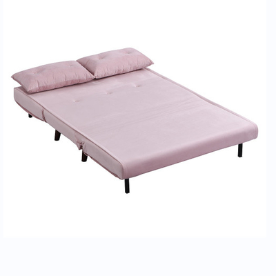 Tri có thể gập lại được bọc nệm Trundle giường ban ngày 2 chỗ ngồi Ghế sofa màu hồng nhung màu hồng