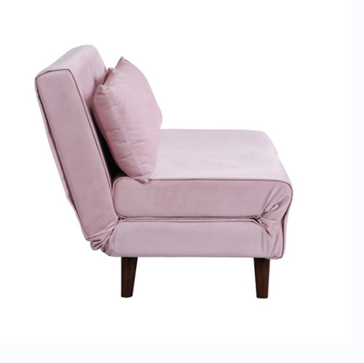 Tri có thể gập lại được bọc nệm Trundle giường ban ngày 2 chỗ ngồi Ghế sofa màu hồng nhung màu hồng