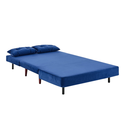 Tri có thể gập lại màu xanh nhung bọc nệm giường ban ngày 2 chỗ ngồi kéo ra sofa giường