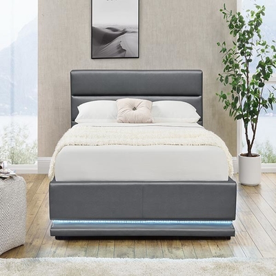 Giường lưu trữ bọc đệm màu xám nhạt Không có giường gấp 90x190 CM LED bọc nệm