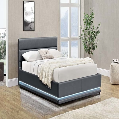 Giường lưu trữ bọc đệm màu xám nhạt Không có giường gấp 90x190 CM LED bọc nệm