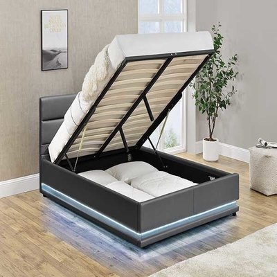 Giường lưu trữ bọc đệm màu xám nhạt Không có giường gấp 90x190 CM LED bọc nệm