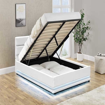 Trắng Solid Back Gas Lift Queen Căn phòng chứa giường thoải mái để ngủ FSC