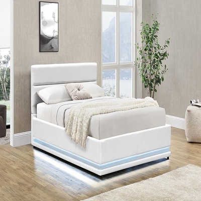 Nền tảng LED 150x200 CM màu trắng Khung giường LED tự động Thang máy chở khí tự động có hộp lưu trữ