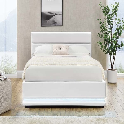 Nền tảng LED 150x200 CM màu trắng Khung giường LED tự động Thang máy chở khí tự động có hộp lưu trữ