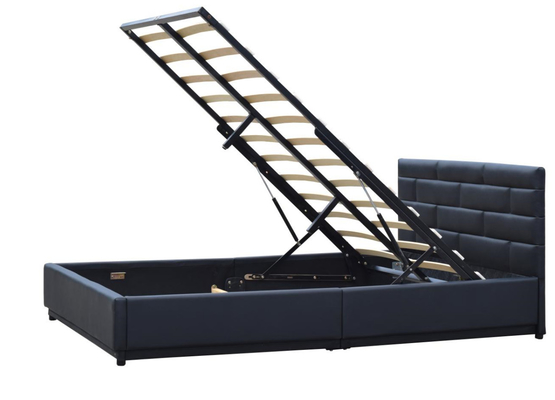 Da Ottoman màu đen 4ft6 Giường đôi bọc nệm Khung nâng ga Giường lưu trữ